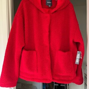 Modcloth Red Fleece Jacket